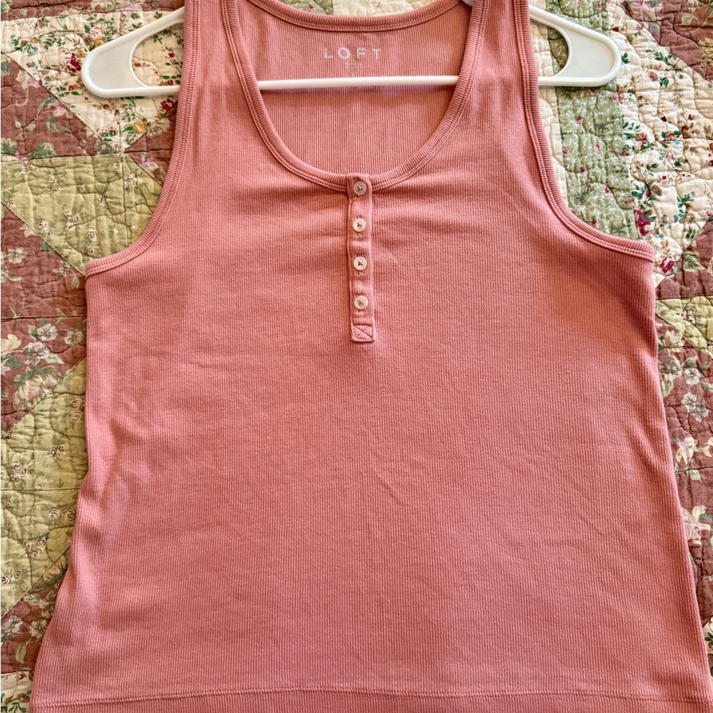 LOFT Pink Buttoned Crop Top